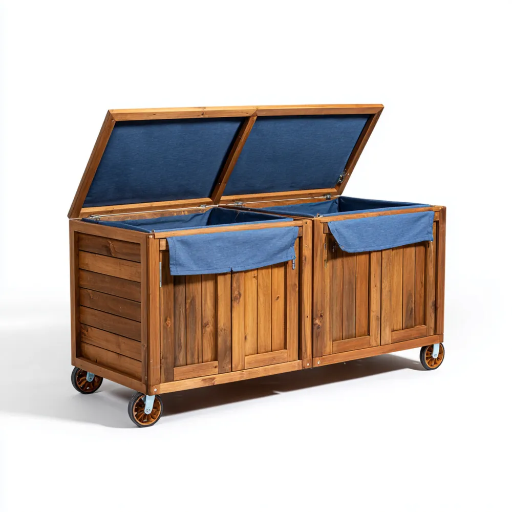 Cassapanca da esterno in legno con ruote 120x60x90 cm - Design funzionale-Cozyhomelyx