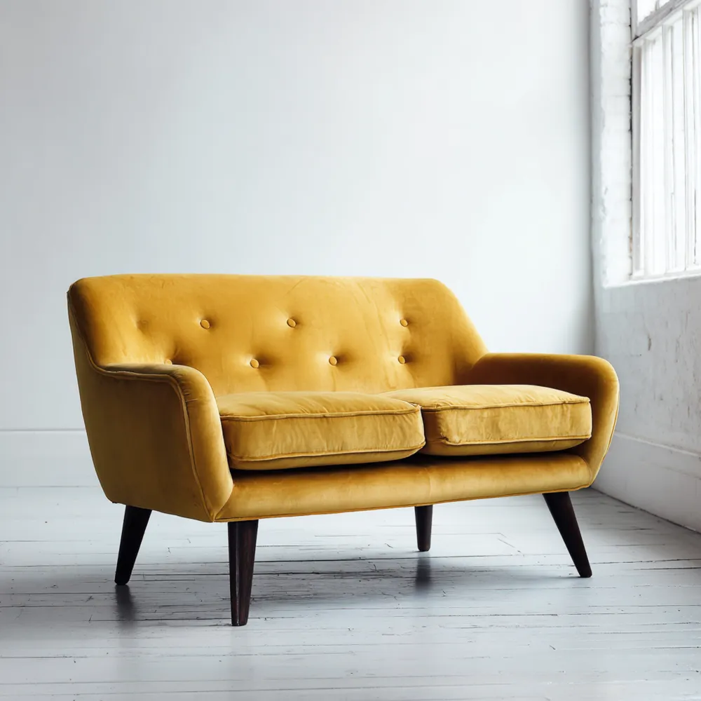 Divano due posti 140x75x85 cm - Velluto Giallo - Design moderno-Cozyhomelyx