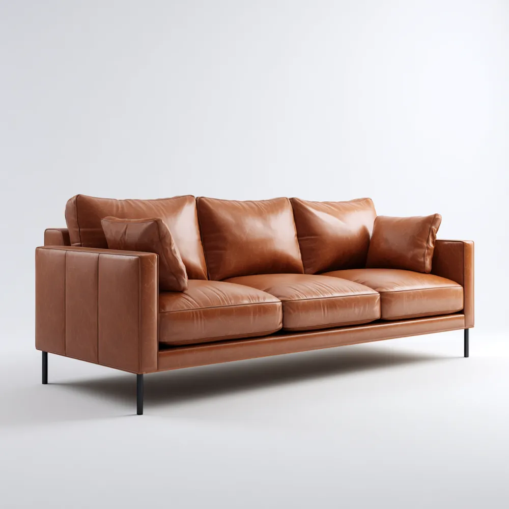 Divano a tre posti in pelle Marrone 200x90x75 cm - Design Moderno-Cozyhomelyx