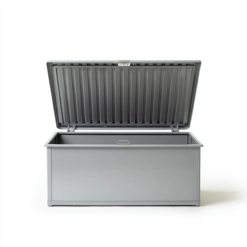 Cassapanca da esterno in metallo 120x50x60 cm – Grigio – Design moderno-Cozyhomelyx