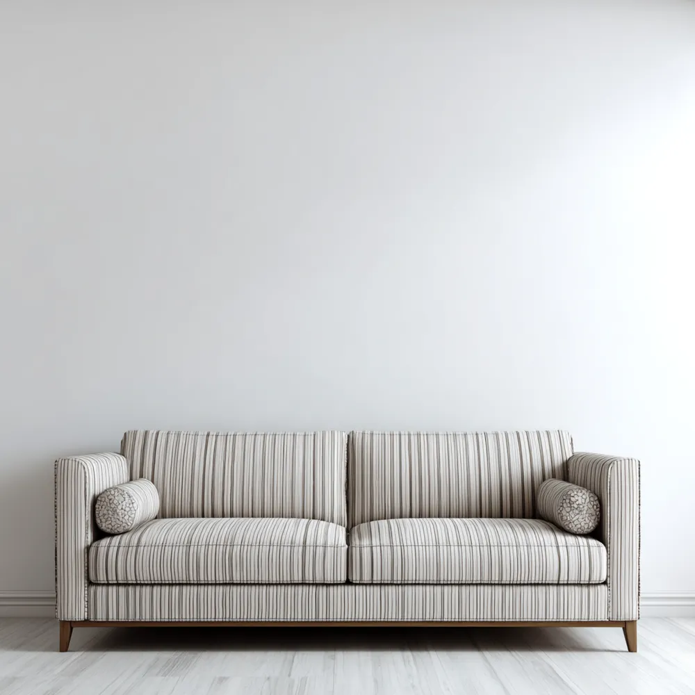 Divano Due Posti in Tessuto Beige Rigato 180x85x75 cm - Design Contemporaneo-Cozyhomelyx