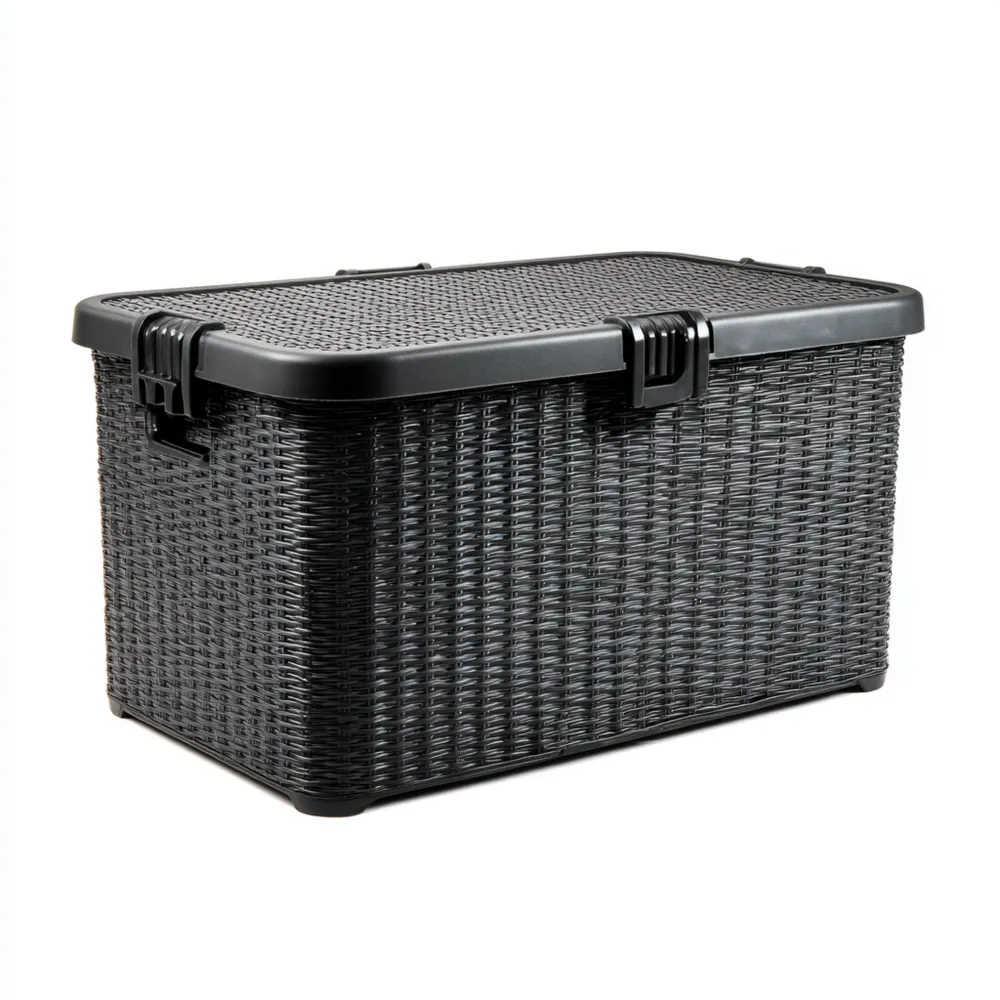 Cassapanca da esterno in plastica 120x56x45 cm – Nero – Design Resistente-Cozyhomelyx