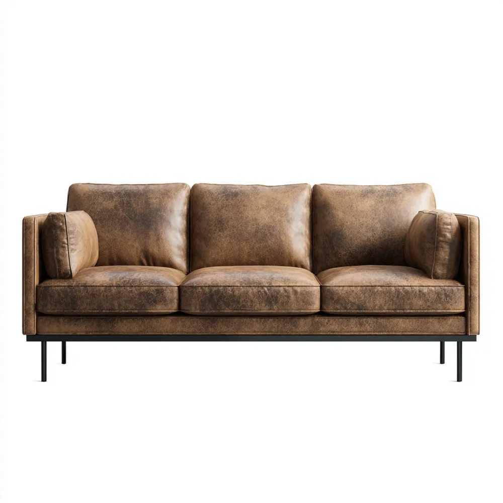 Divano a tre posti in pelle Marrone - Design moderno 210x85x80 cm-Cozyhomelyx