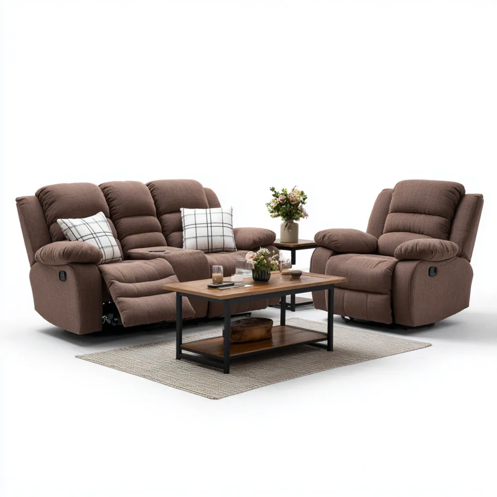 Set di divani reclinabili Tessuto Marrone 150x90x100 cm - Design Contemporaneo-Cozyhomelyx