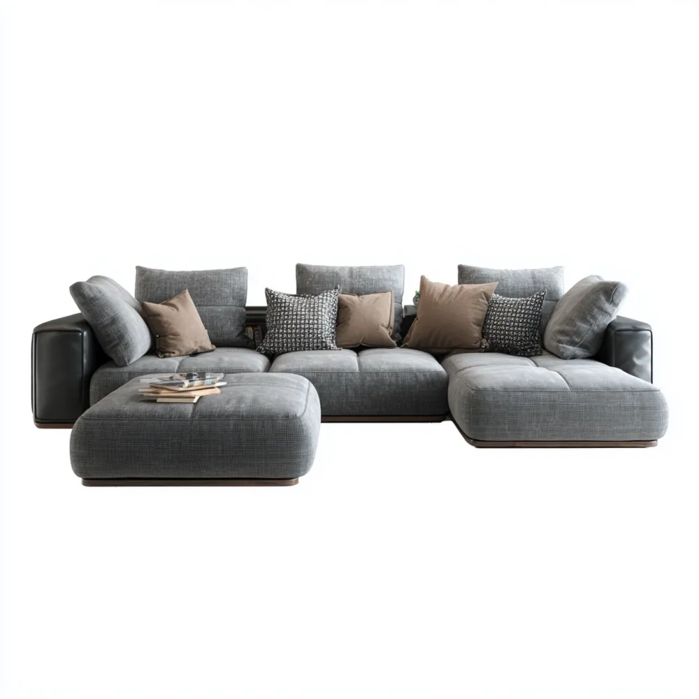 Set di divani tessuto 300x150x85 cm – Grigio/Nero – Design moderno-Cozyhomelyx