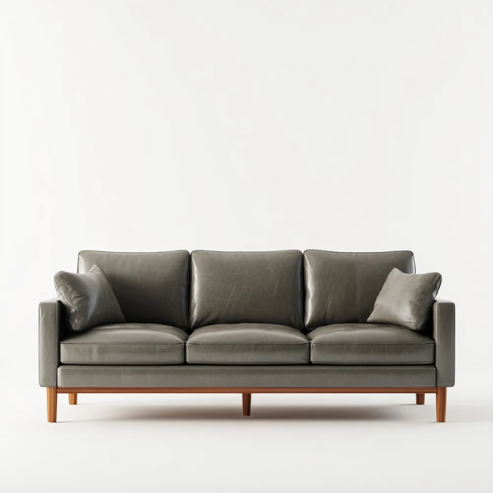 Divano a tre posti in pelle 220x90x80 cm - Grigio scuro - Design contemporaneo-Cozyhomelyx