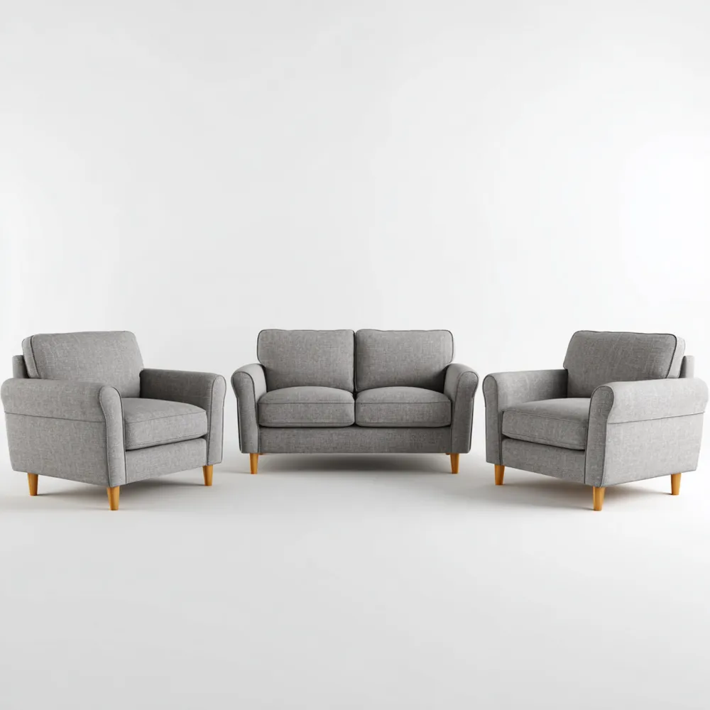 Set di divani in tessuto imbottito 200x85x90 cm – Grigio Chiaro – Design moderno-Cozyhomelyx