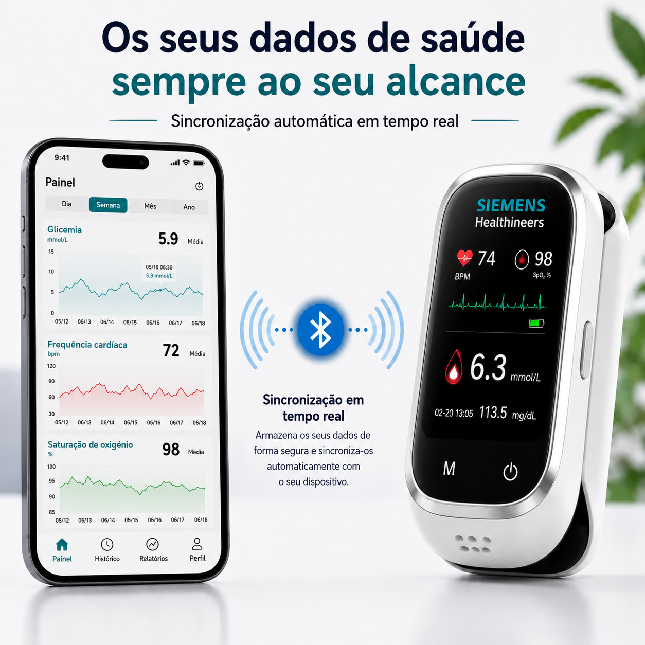 🩸 Medidor de glicose Siemens™ 11 em 1 sem perfuração   Sem picadas • Sem tiras de teste • Resultado em apenas 5 segundos