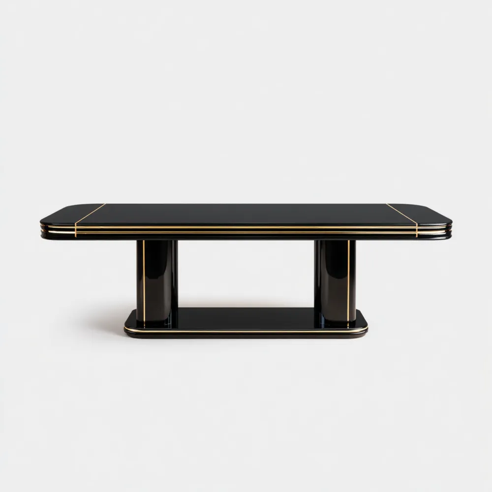 Table à manger moderne 200x90x75 cm en bois Noir/Or – Design élégant-Homevinora
