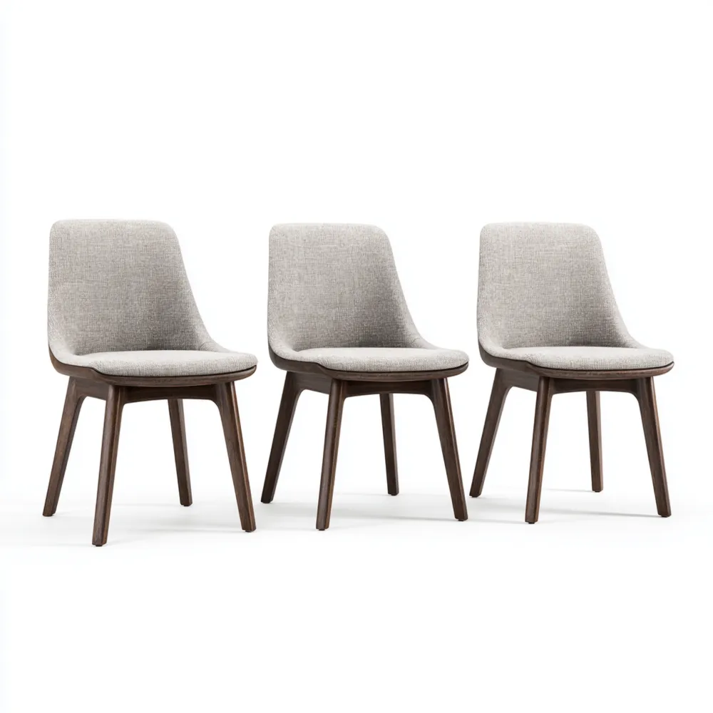 Chaise de salle à manger Ensemble de 3 - 48x55x85 cm - Tissu Gris Clair - Design moderne-Homevinora