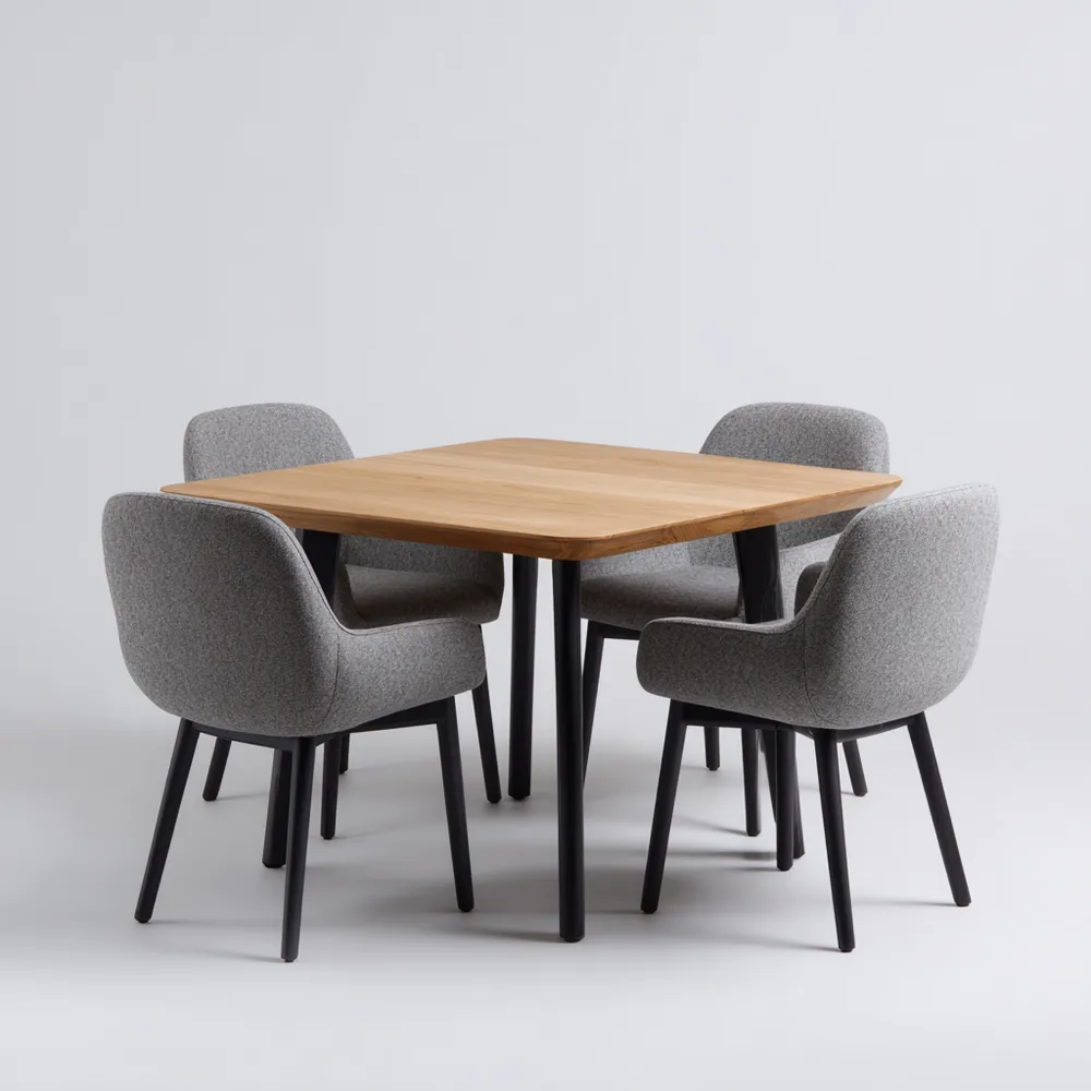 Ensemble de table et chaises en bois 120x120x75 cm – Gris – Design moderne-Homevinora