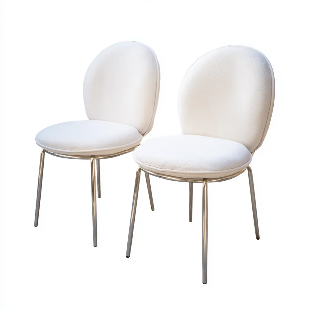 Chaise de salle à manger Rembourrée Métal Blanc 45x42x85 cm - Design Contemporain-Homevinora