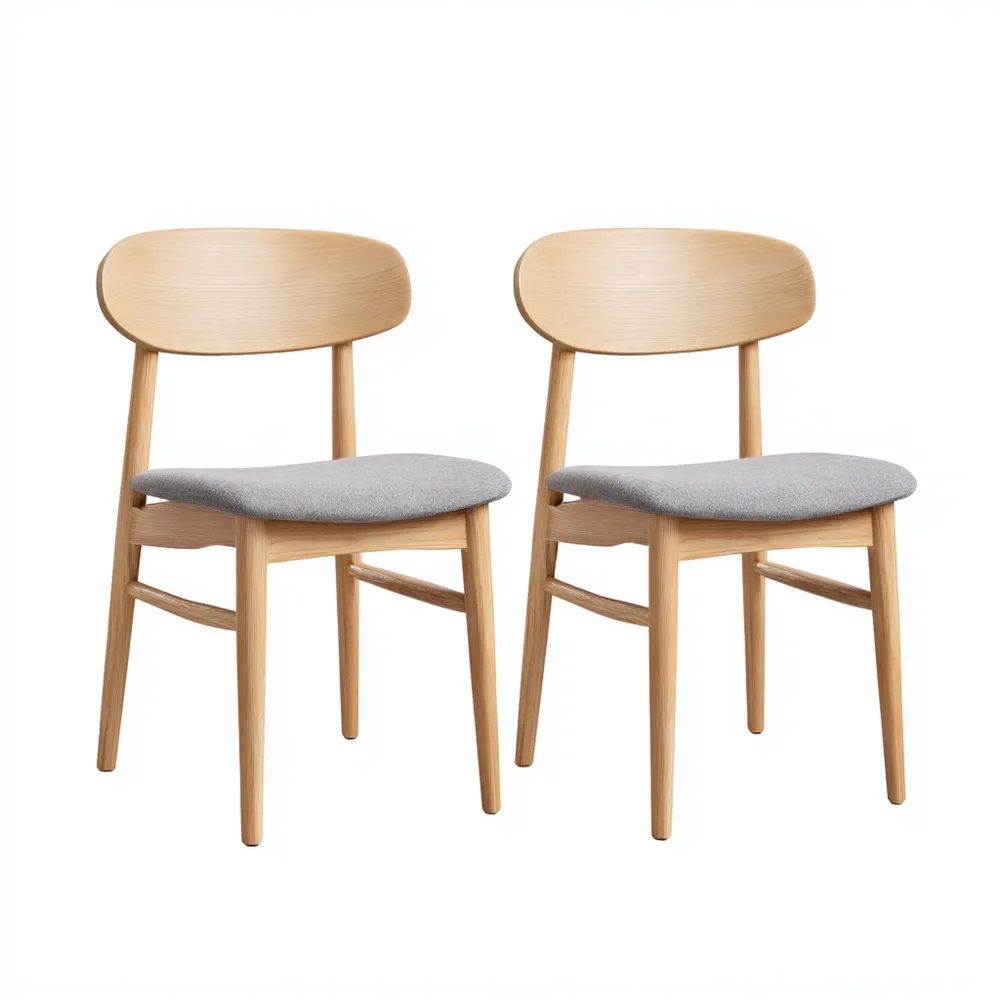 Chaises de salle à manger en bois 44x52x85 cm avec assise en tissu - Gris - Design Scandinave-Homevinora