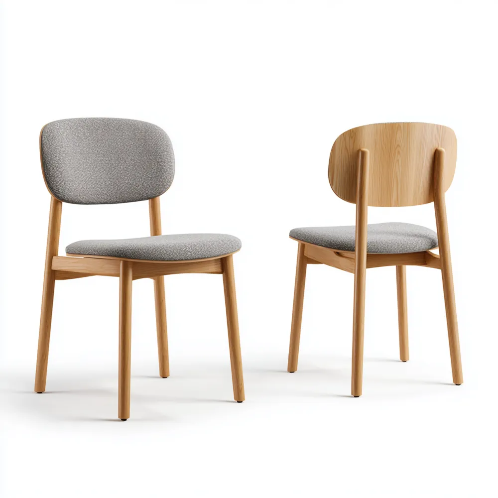 Chaise de salle à manger Bois et Tissu 45x50x85 cm – Gris Clair – Style Moderne-Homevinora