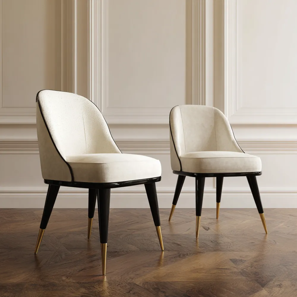 Chaise de salle à manger Velours 55x57x85 cm - Blanc cassé - Design Contemporain-Livinsource