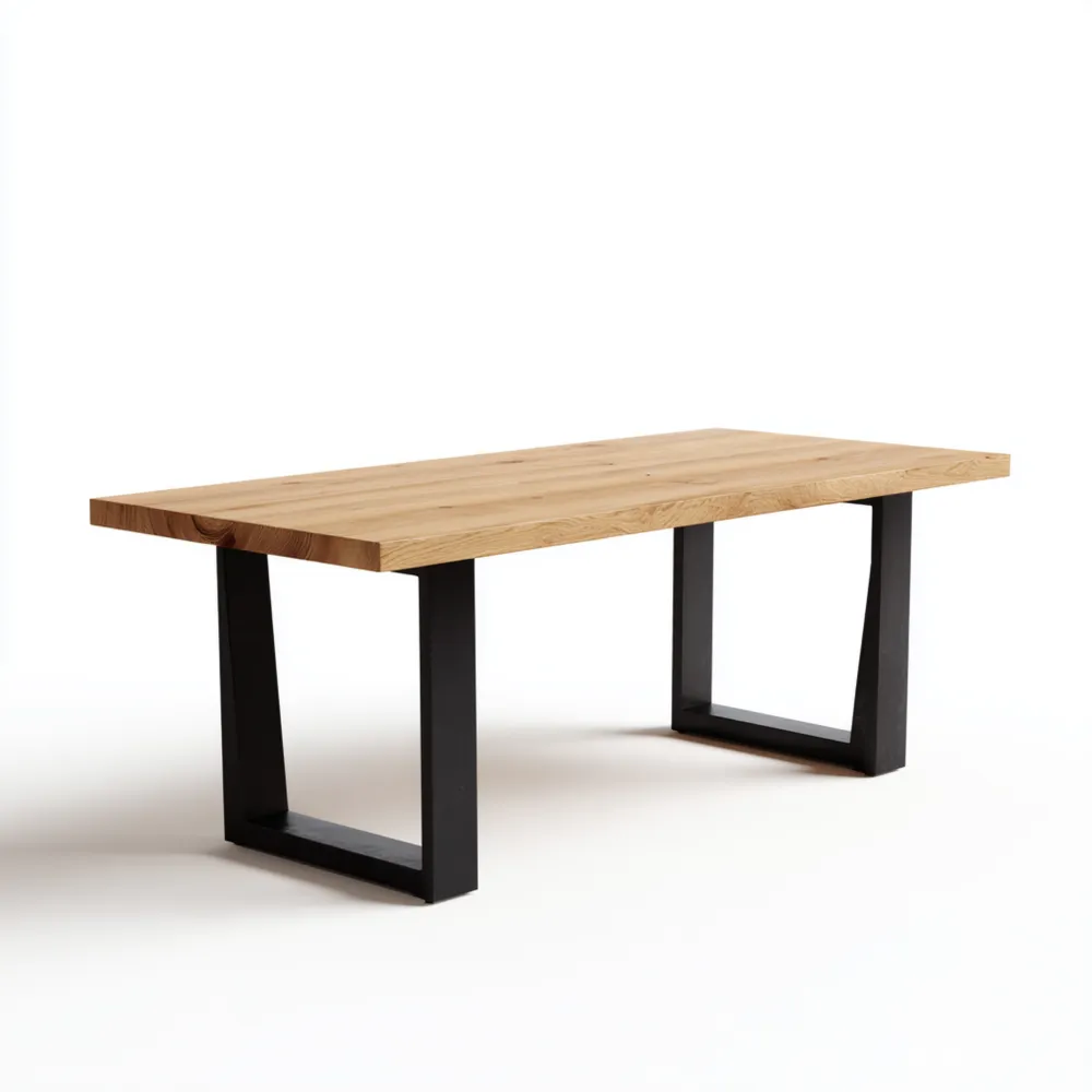 Table à manger chêne et acier 200x100x75 cm – design industriel-Livinsource