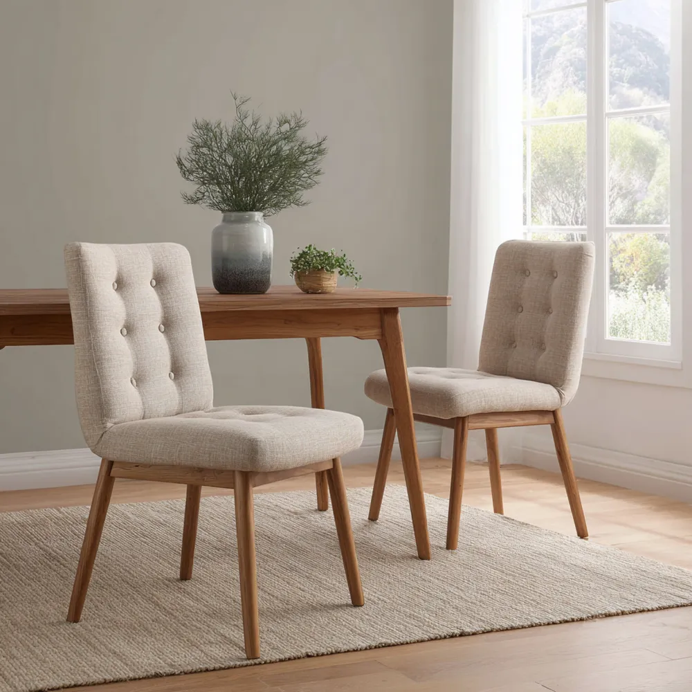 Chaise de salle à manger en Tissu Rembourré Beige 45x55x85 cm - Design contemporain-Livinsource