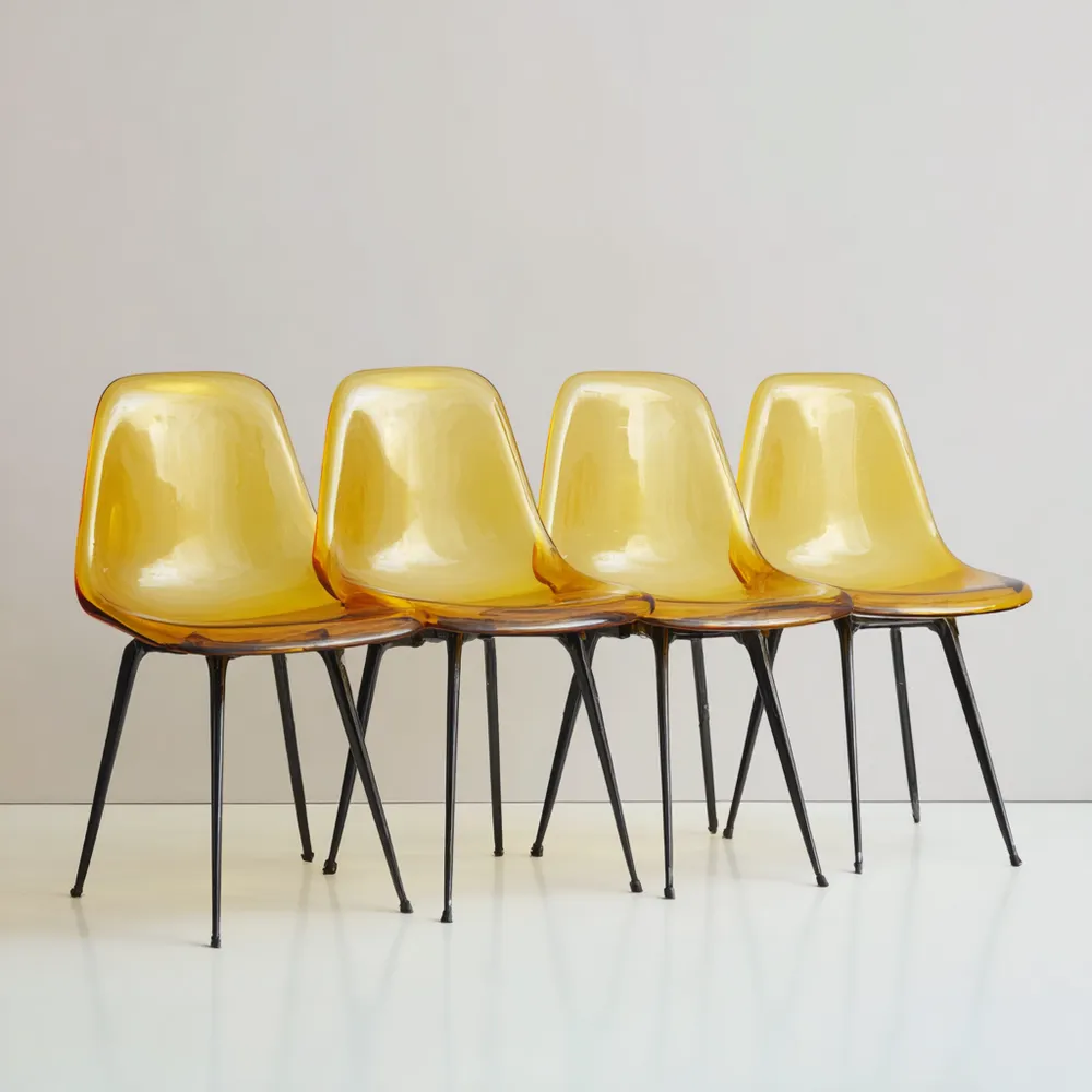 Chaise de salle à manger en plastique transparent 40x40x85 cm – Jaune – Design moderne-Livinsource