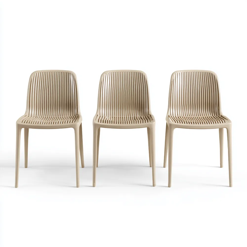 Chaises de salle à manger 48x52x82 cm Ensemble de 3 Polypropylène Beige Design Moderne-Livinsource