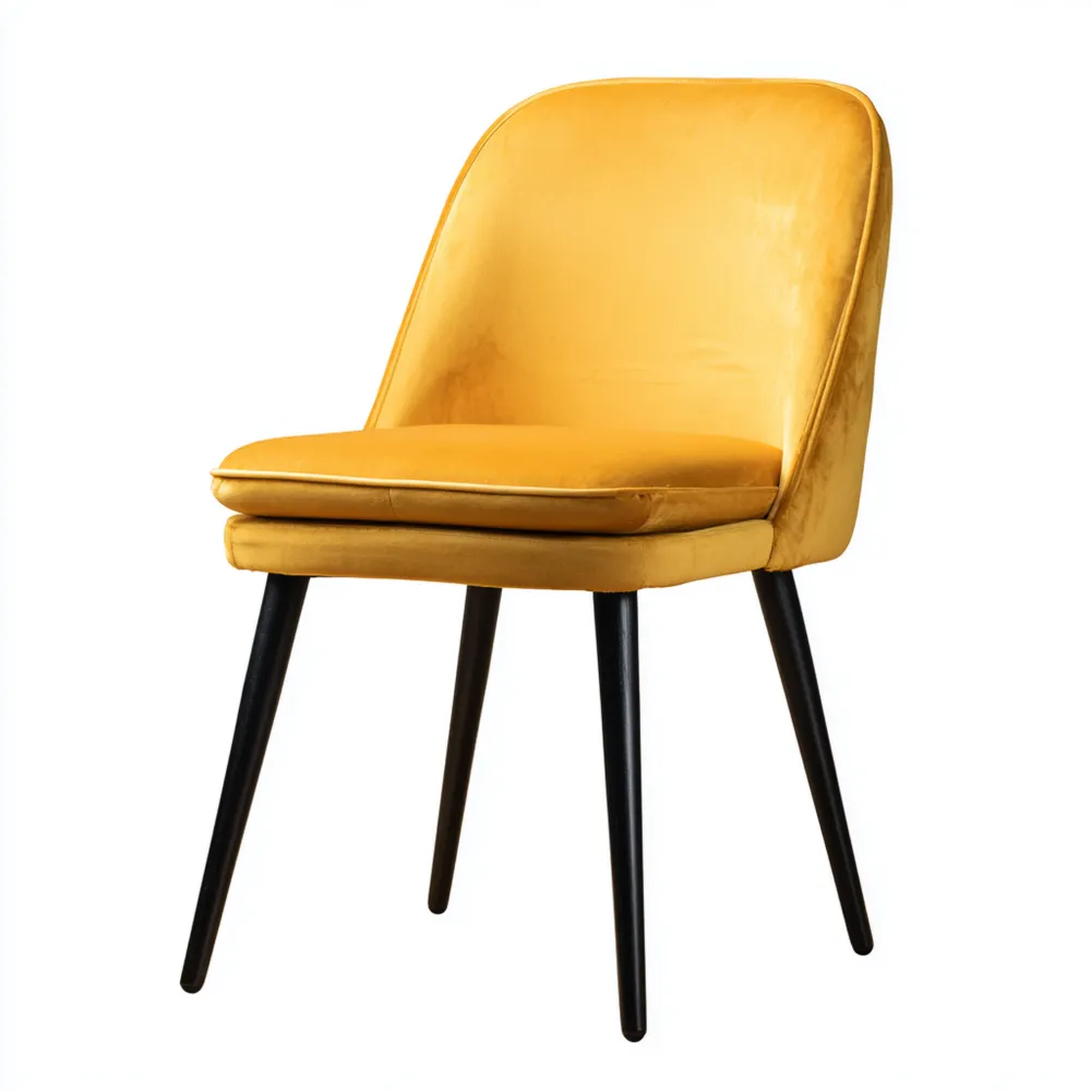 Chaise de salle à manger Velours Jaune - Style Moderne - 80x50x50 cm-Livinsource