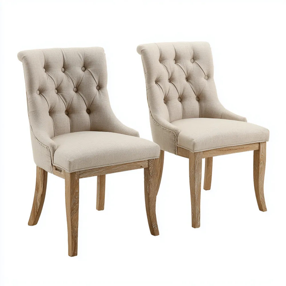 Chaises de salle à manger Tissu rembourré 45x55x95 cm - Beige - Style classique-Livinsource