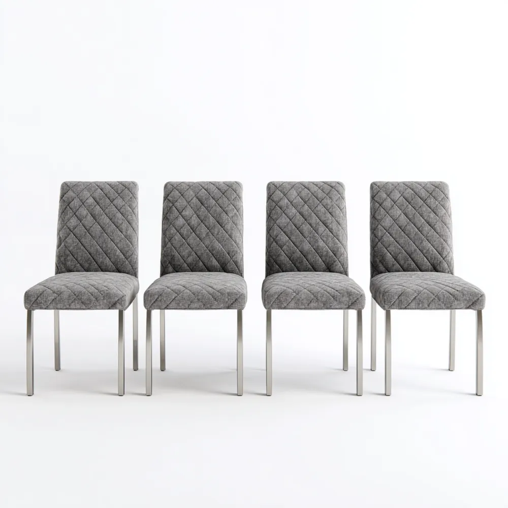 Chaises de salle à manger Ensemble de 4 Tissu 45x55x90 cm – Gris – Design Moderne-Livinsource