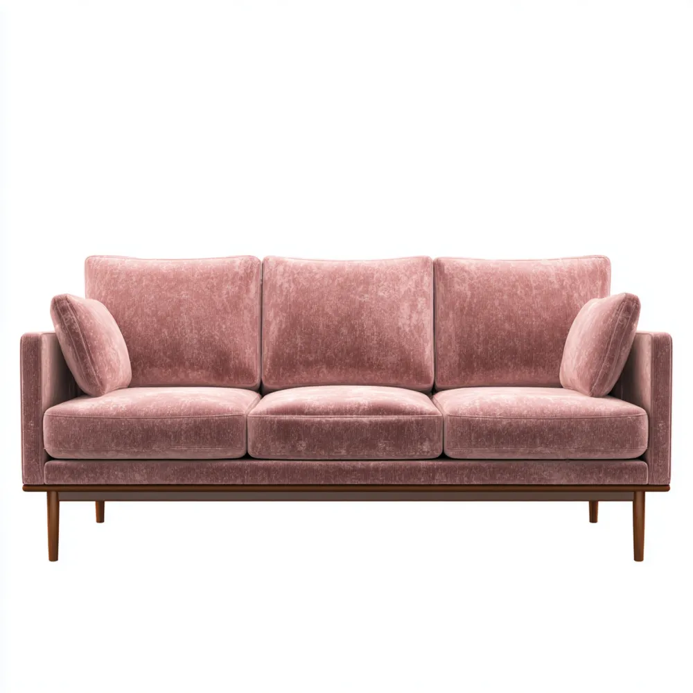 Divano a tre posti in velluto 210x90x85 cm - Rosa - Design Moderno-Smoothmodule