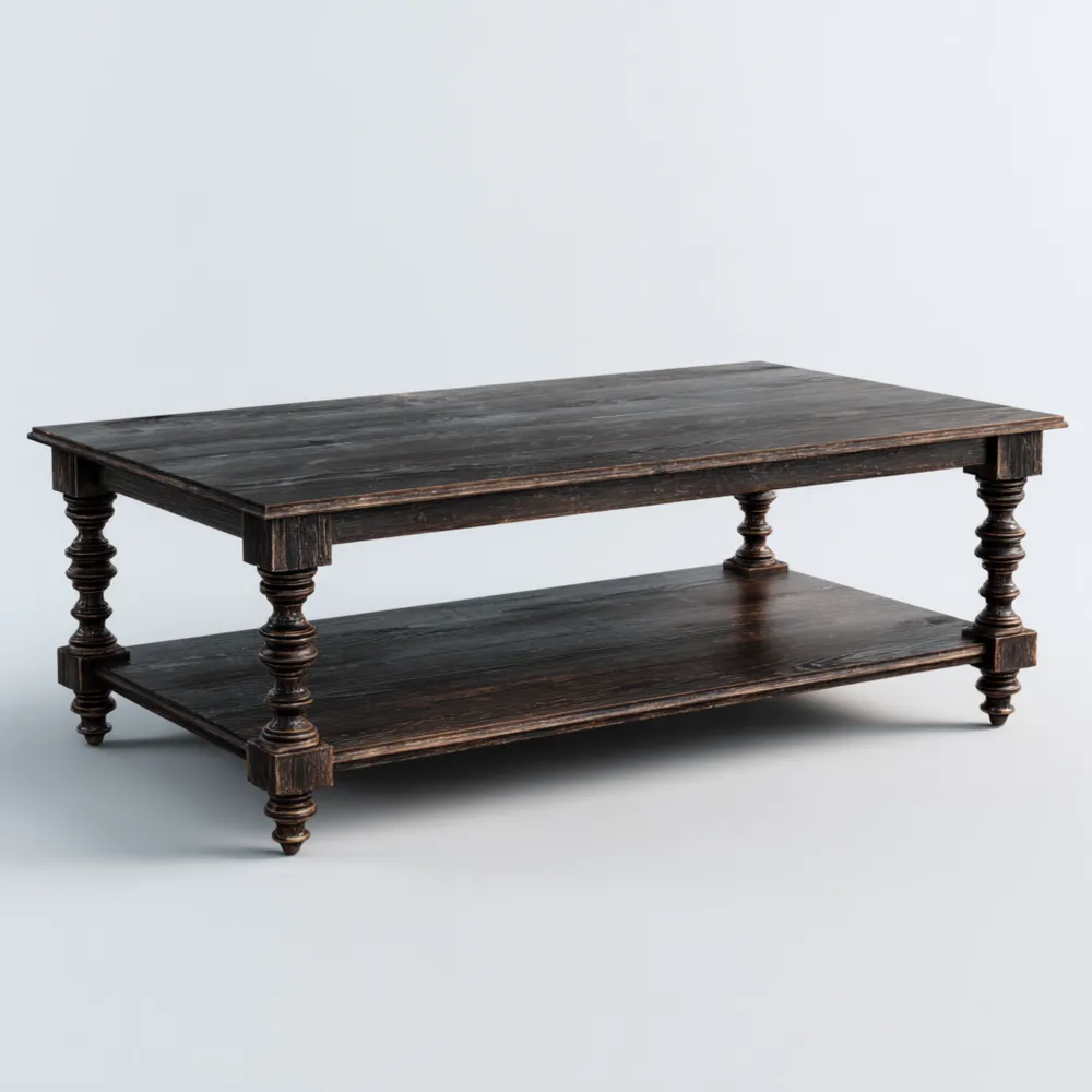 Tavolino da caffè in legno massiccio 120x60x45 cm - Design classico-Smoothmodule