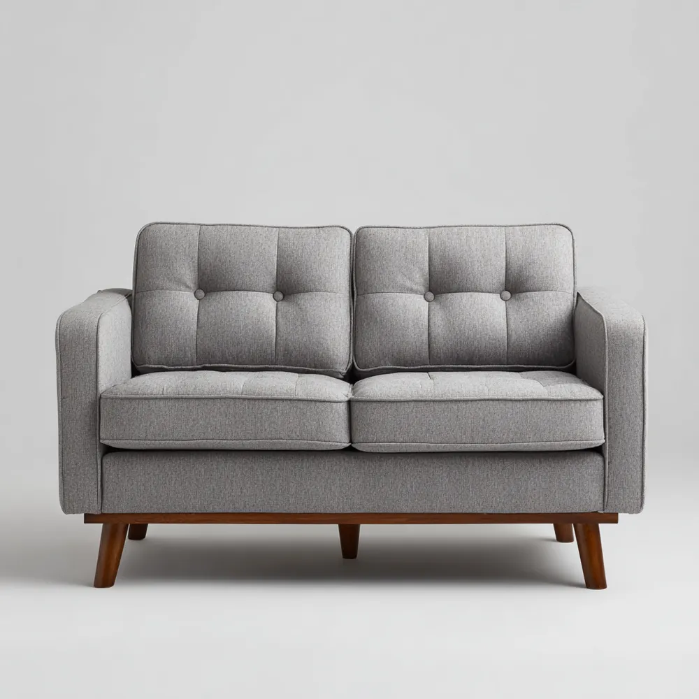 Divano due posti - Tessuto - 140x85x90 cm - Grigio - Design moderno-Smoothmodule