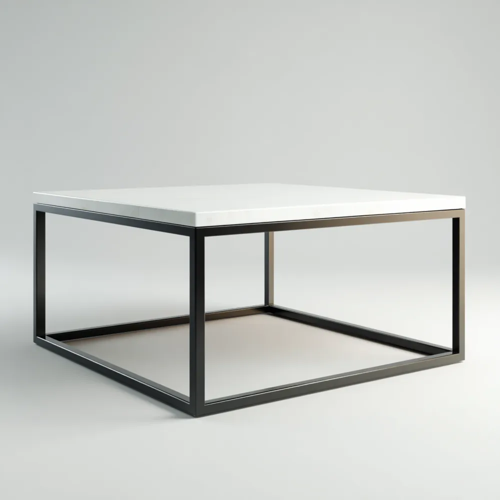 Tavolino da caffè quadrato 80x80x40 cm – Bianco e Nero – Design moderno-Smoothmodule