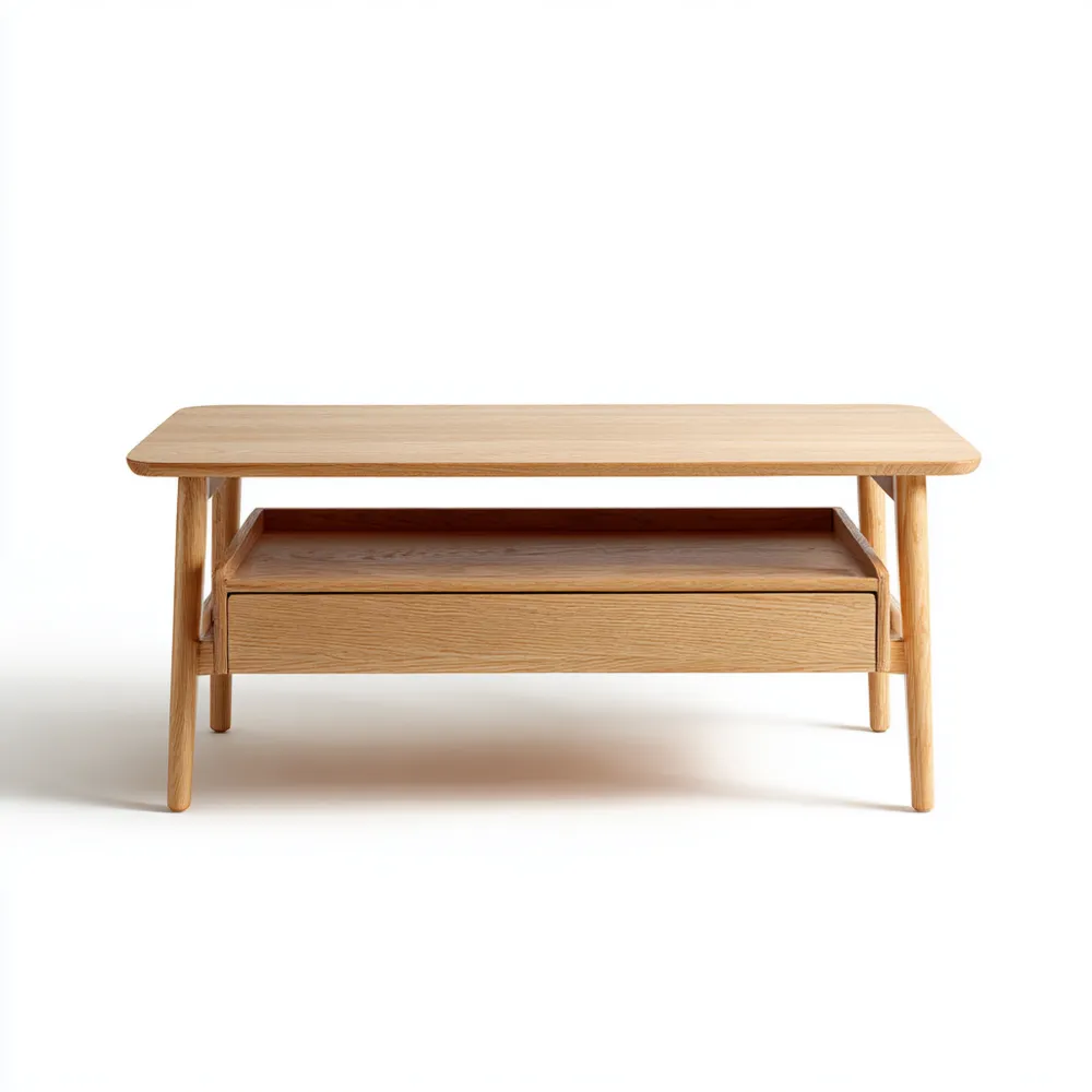 Tavolino da caffè 100x50x45 cm in Legno - Colore Naturale - Design Classico-Smoothmodule