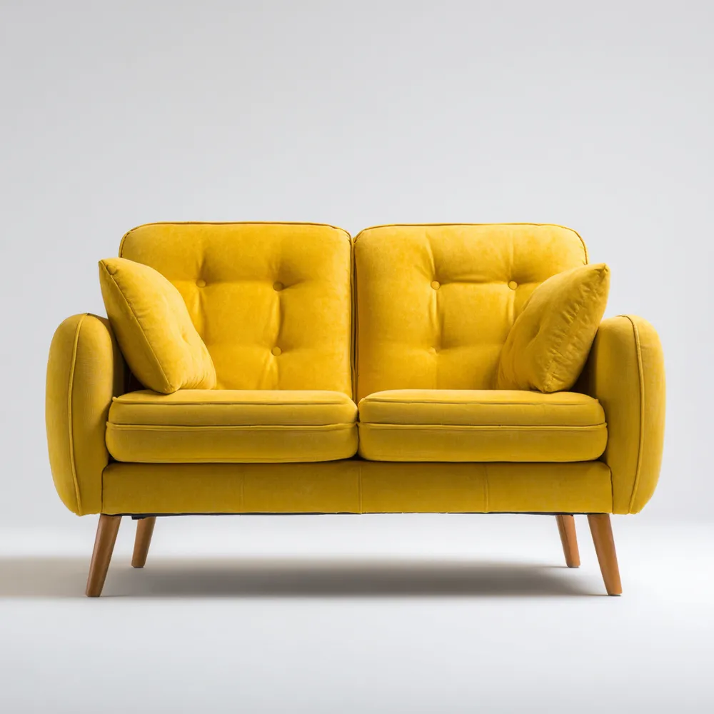 Divano Due Posti Velluto Giallo 140x85x75 cm - Design Moderno-Smoothmodule