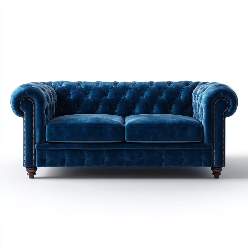 Divano due posti Chesterfield in velluto 190x90x75 cm - Blu-Smoothmodule