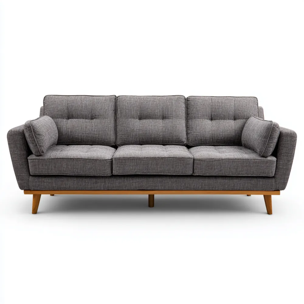 Divano a tre posti in Tessuto 200x85x90 cm - Grigio - Design Moderno-Smoothmodule