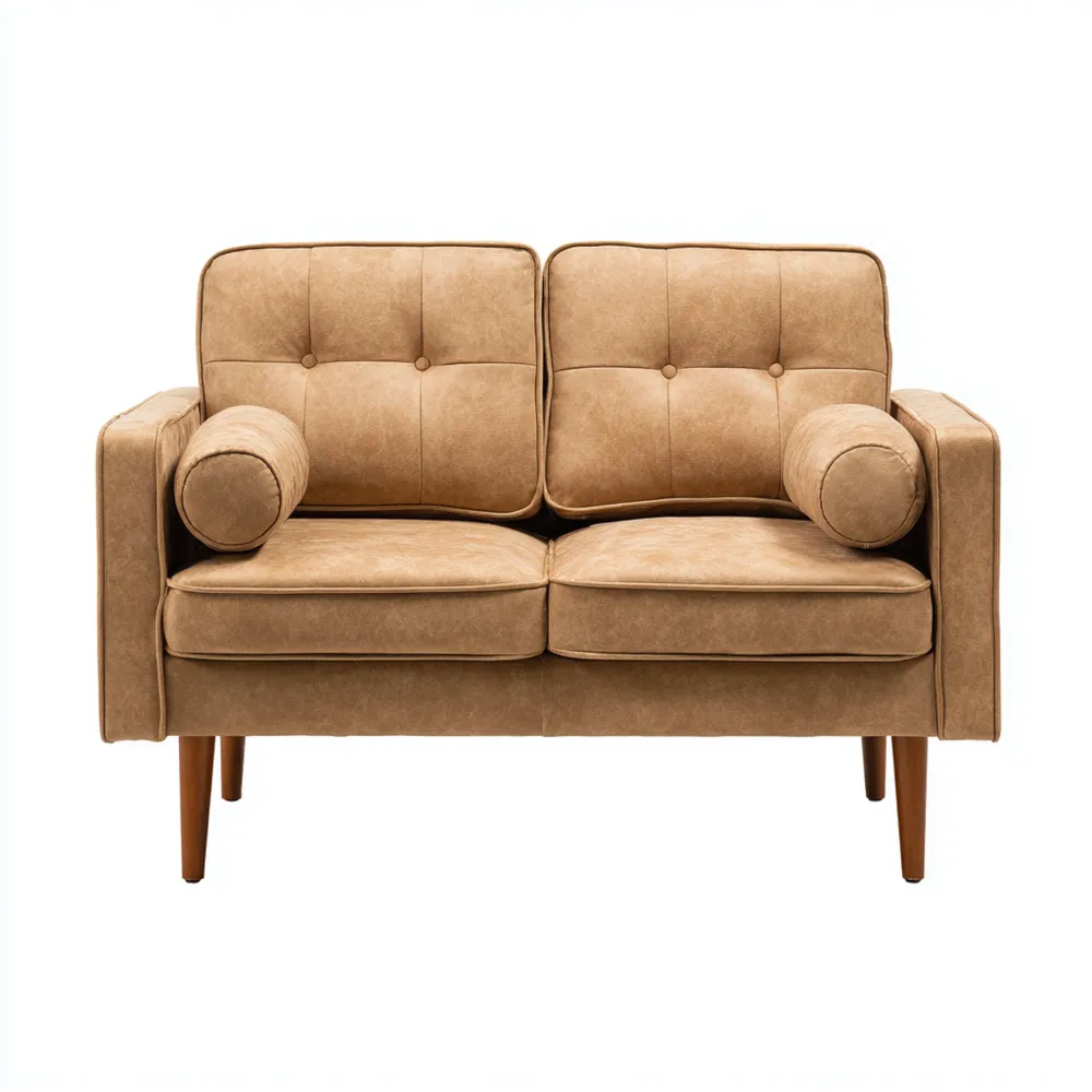 Divano due posti Pelle 120x75x85 cm - Marrone - Design Classico-Smoothmodule