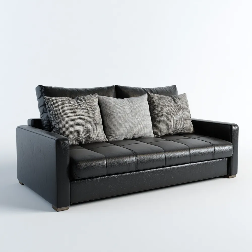 Divano a tre posti in pelle sintetica 200x90x75 cm – Nero – Design Moderno-Smoothmodule