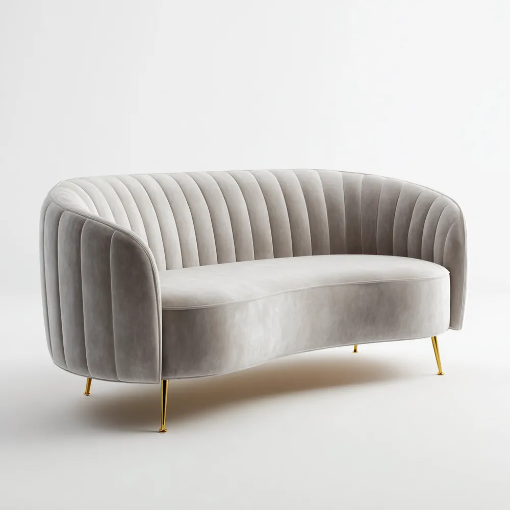 Divano due posti in Velluto 180x85x75 cm - Grigio Chiaro-Livorento