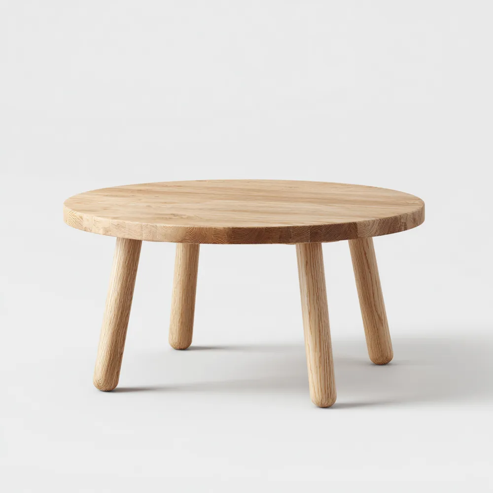 Tavolino da caffè rotondo in legno massello – 60x60x30 cm – Design minimalista-Livorento