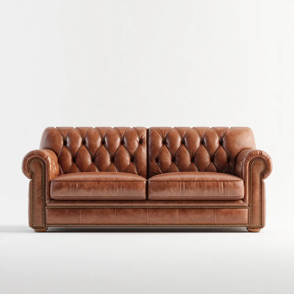 Divano due posti 180x90x75 cm in Pelle Marrone - Stile Classico-Livorento