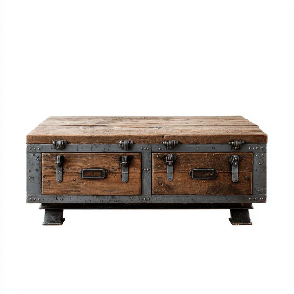 Tavolino da caffè in legno e metallo – 120x60x40 cm – Stile industriale-Livorento