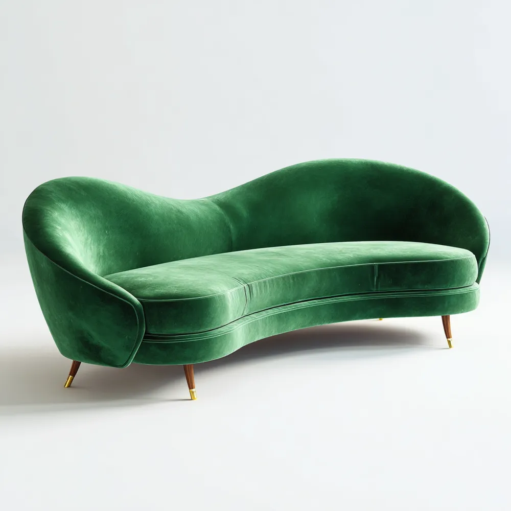 Divano due posti velluto ricurvo 190x90x85 cm Verde - Design moderno-Livorento