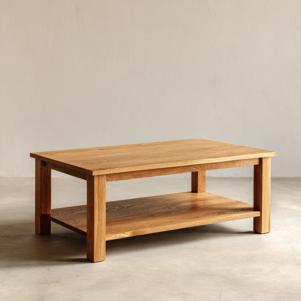 Tavolino da caffè in legno massello 120x60x45 cm - Colore Quercia - Design rustico-Livorento