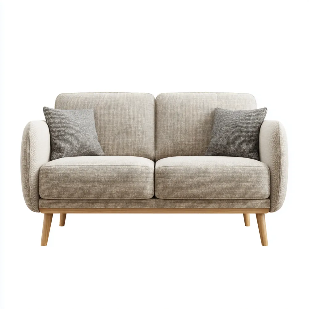 Divano due posti in tessuto 140x80x85 cm - Beige - Design moderno-Livorento