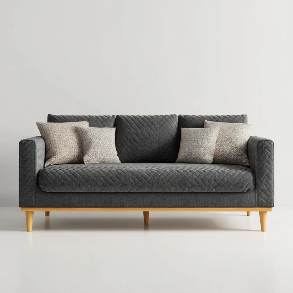 Divano due posti Tessuto 195x90x80 cm - Grigio Scuro - Design Moderno-Livorento