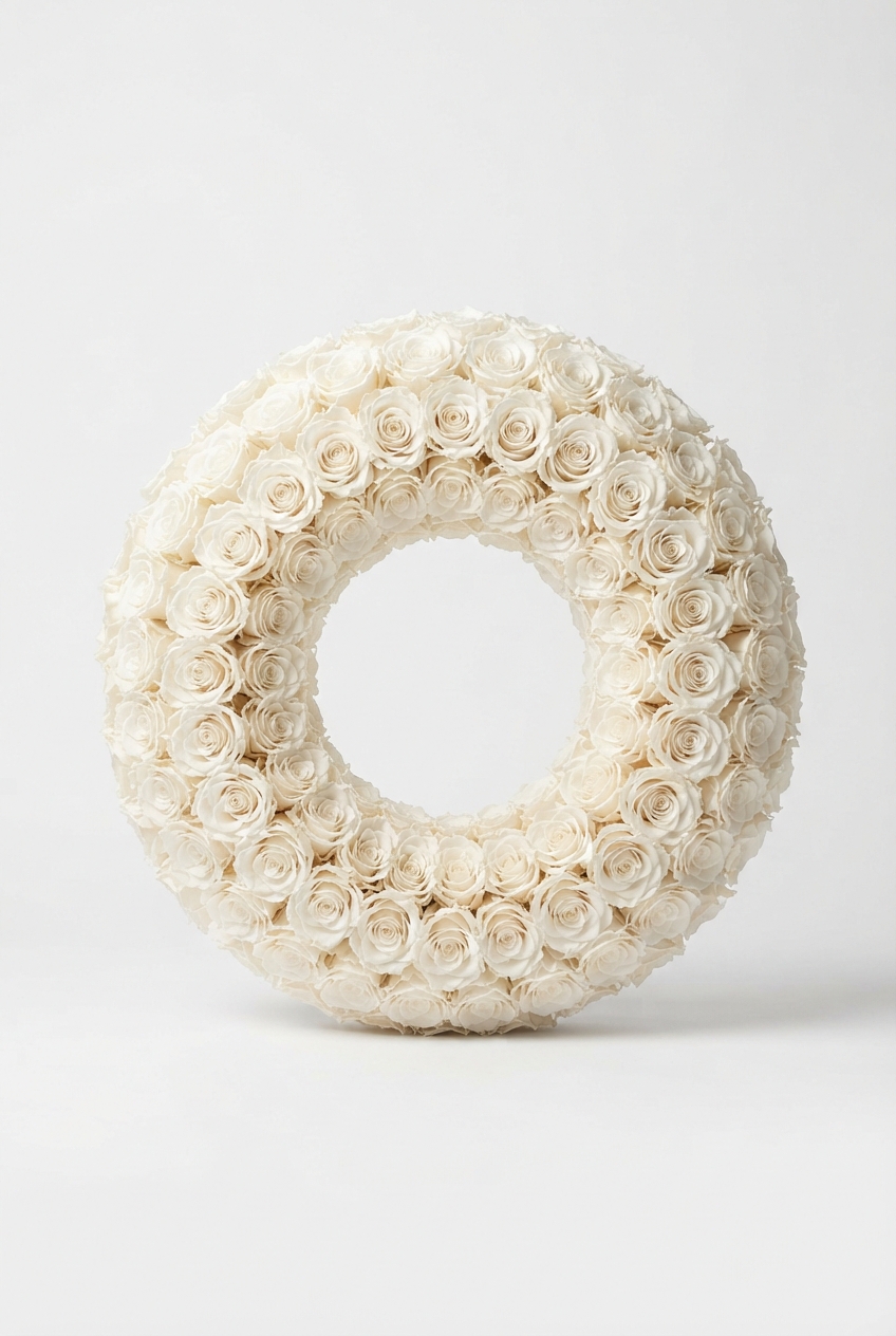 Ivory rose wreath for classic entrances