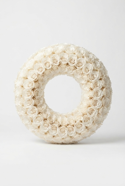 Ivory rose wreath for classic entrances