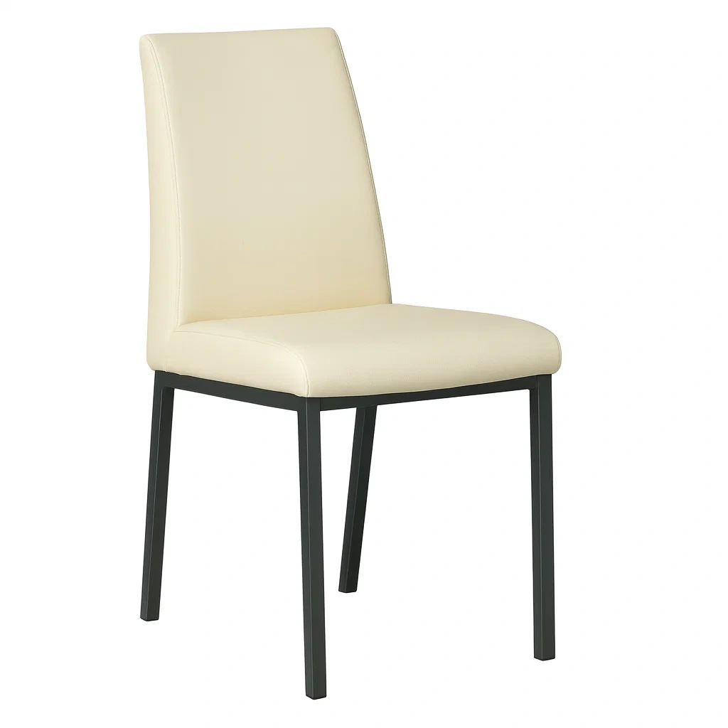 Sedia da pranzo in metallo e finta pelle beige 52x43x88 cm-pureflairzz