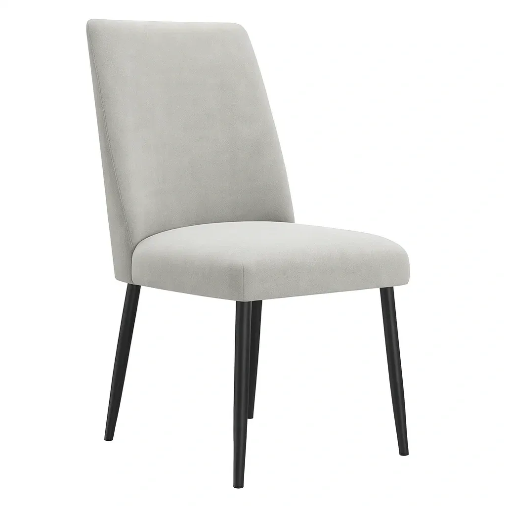 Sedia da pranzo in tessuto grigio chiaro con struttura in metallo-pureflairzz