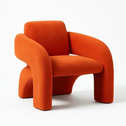 Poltrona moderna in tessuto arancione con struttura in legno-pureflairzz