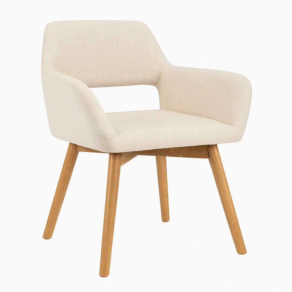 Sedia da pranzo in tessuto poliestere con gambe in legno di quercia-pureflairzz